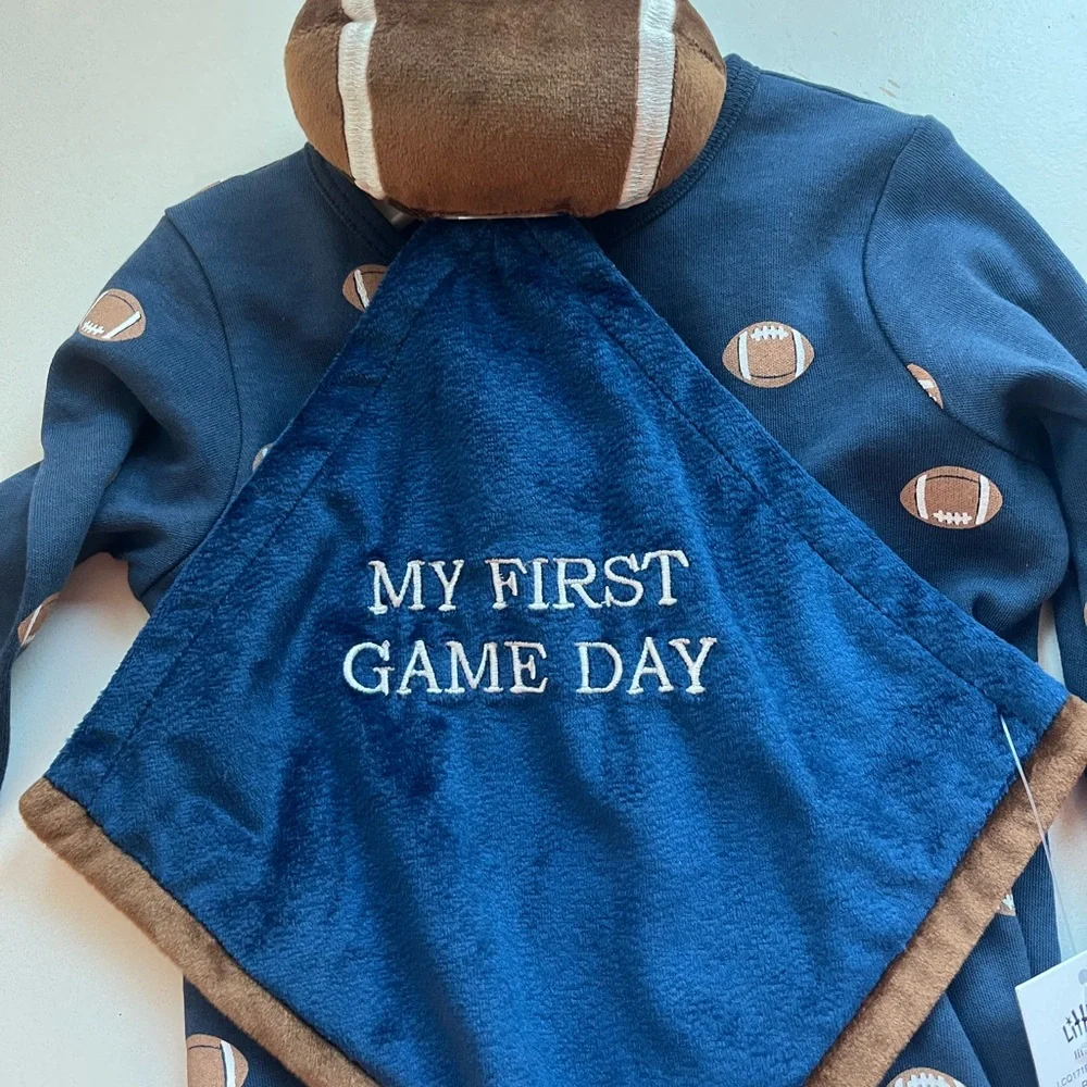 Blue Football Baby Onesie with Bib My First Game Day